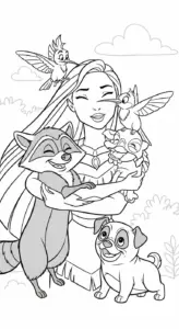 hình tô màu Pocahontas cho trẻ em