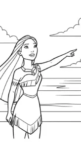 download hình tô màu Pocahontas miễn phí