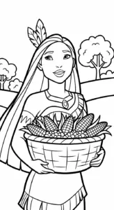 file pdf tranh tô màu Pocahontas cho bé