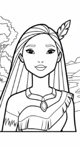 in tranh tô màu Pocahontas cho bé 7 tuổi