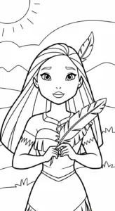 hình tô màu Pocahontas cho bé 8 tuổi