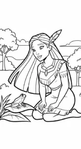 hình tô màu Pocahontas miễn phí