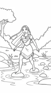 hình tô màu Pocahontas cho bé tải về