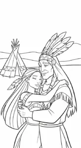 hình tô màu Pocahontas cho bé 5 tuổi miễn phí