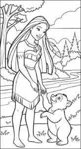 hình tô màu Pocahontas pdf