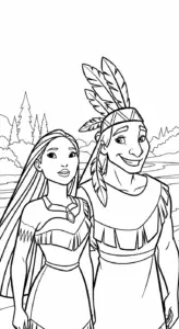 tranh tô màu Pocahontas cho bé 6 tuổi miễn phí