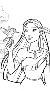 tranh tô màu Pocahontas miễn phí