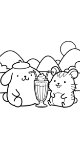 file hình tô màu Pompompurin cho bé 4-5 tuổi
