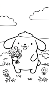 in hình tô màu Pompompurin khổ A4