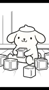 download hình tô màu Pompompurin cho bé