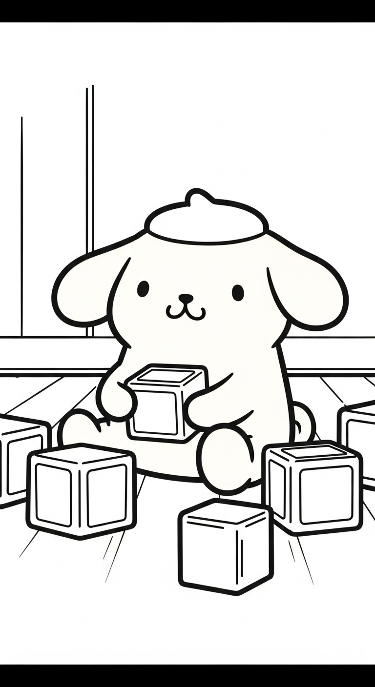 download hình tô màu Pompompurin cho bé