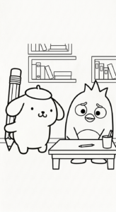 file hình tô màu Pompompurin cho bé in