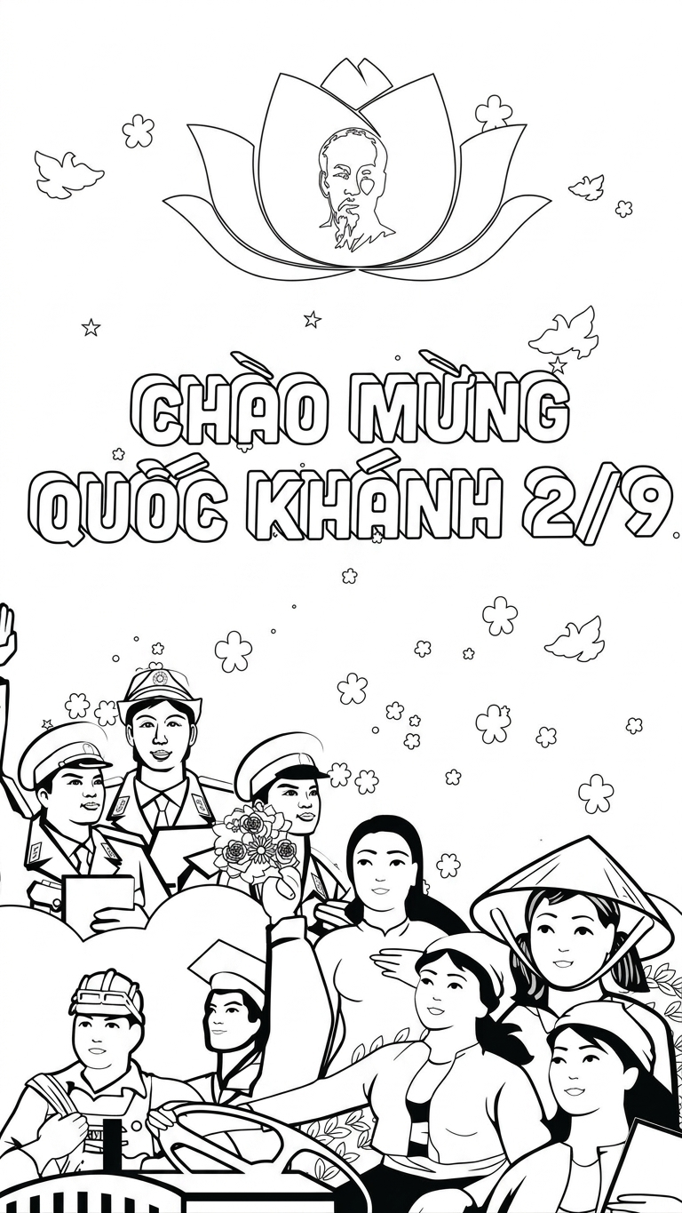 tranh tô màu Quốc Khánh 2-9 cho bé 6 tuổi 1