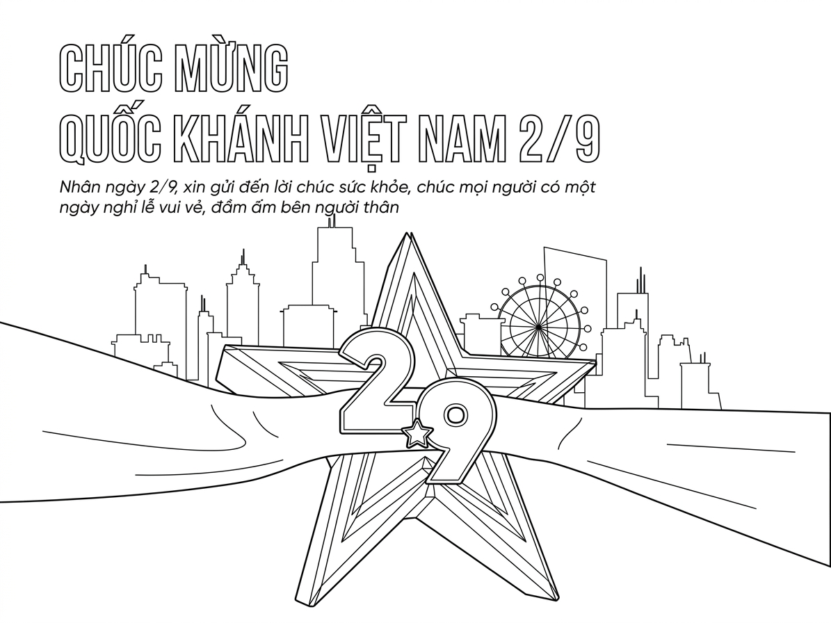 mẫu hình tô màu Quốc Khánh 2-9 cho bé
