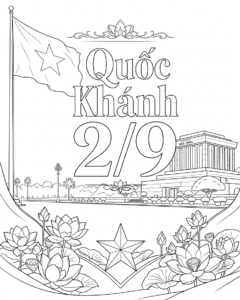 in hình tô màu Quốc Khánh 2-9 cho bé 4 tuổi