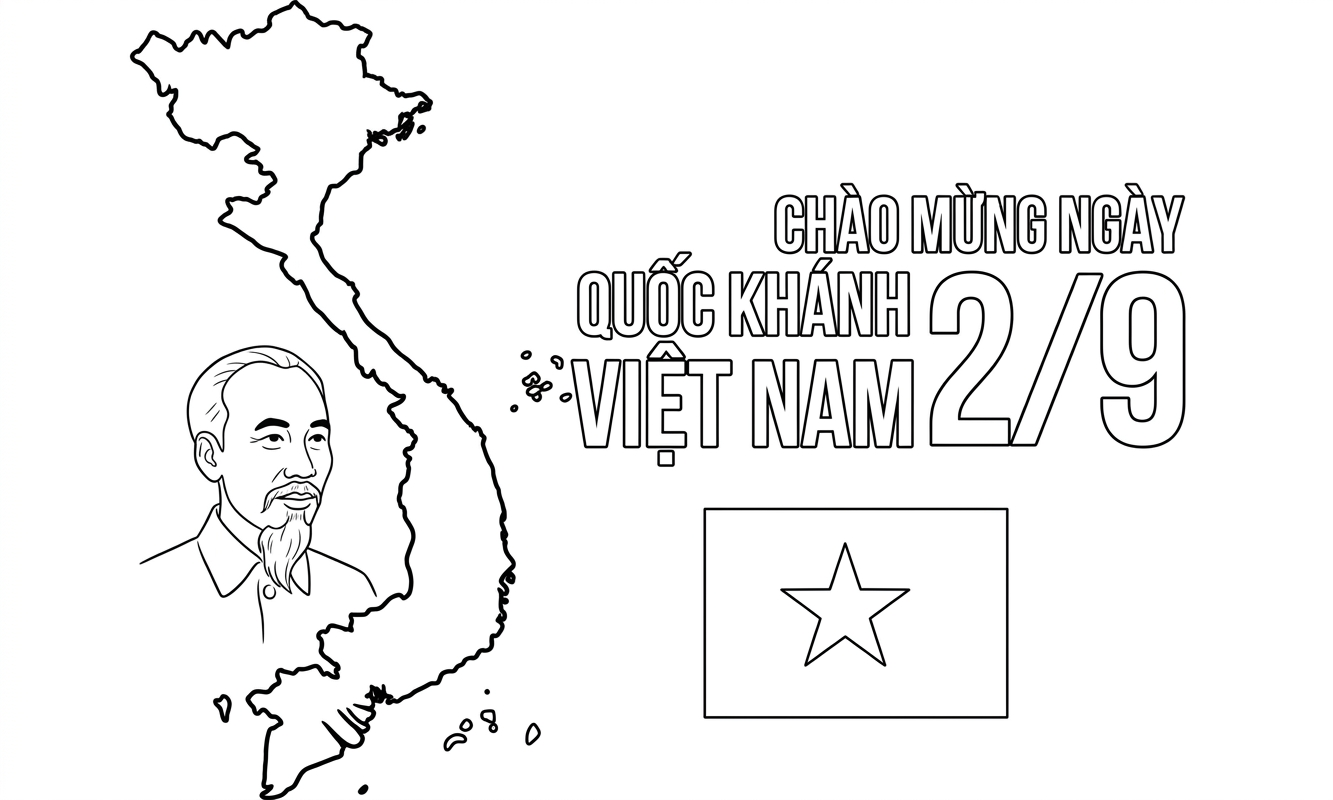 tranh tô màu Quốc Khánh 2-9 cho bé 6 tuổi