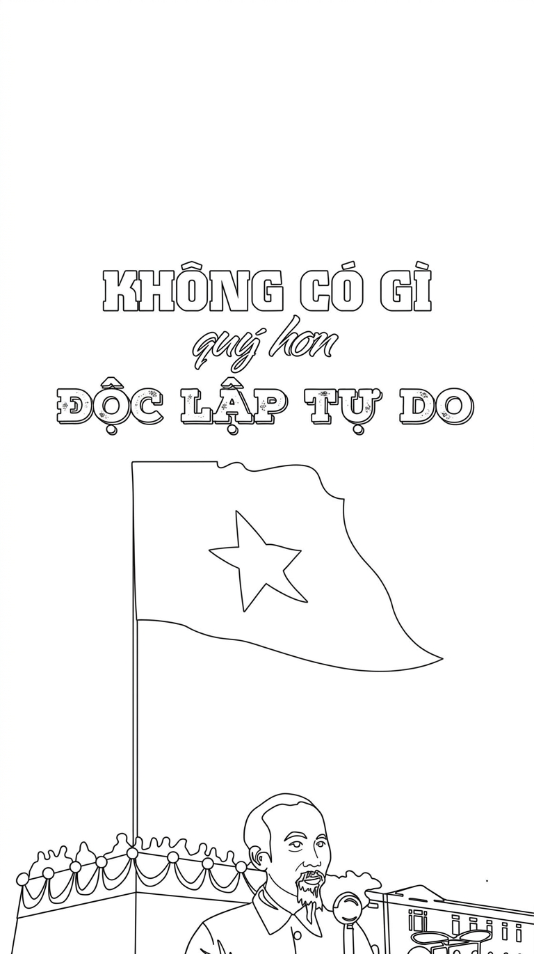 tranh tô màu Quốc Khánh 2-9 cho bé 8 tuổi