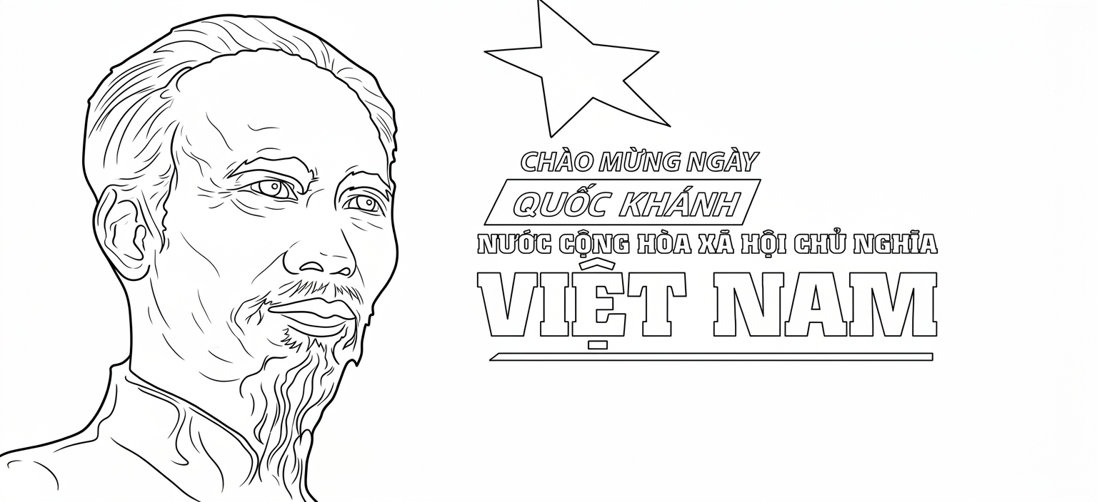 in tranh tô màu Quốc Khánh 2-9 miễn phí