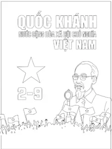 in hình tô màu Quốc Khánh 2-9 cho bé