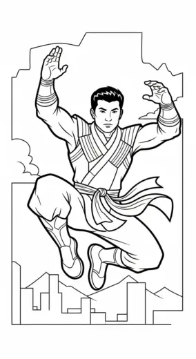 tranh tô màu Shang chi cho bé 8 tuổi