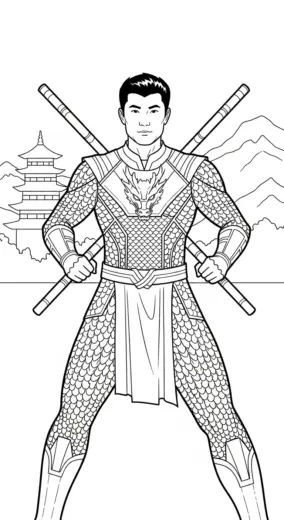 tải hình tô màu Shang chi cho bé 8 tuổi