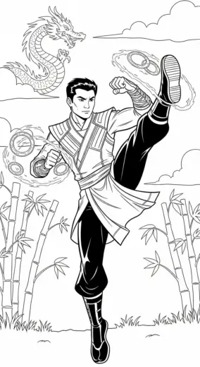 hình tô màu Shang chi cho bé 8 tuổi