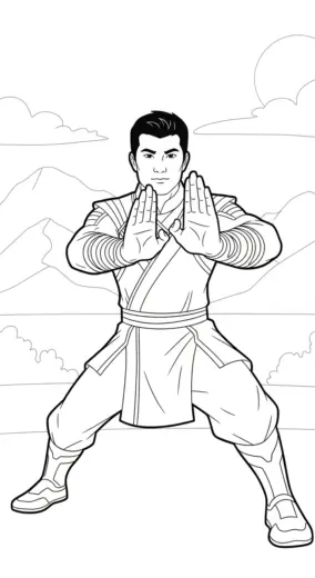download hình tô màu Shang chi cho bé