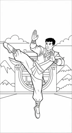 file tranh tô màu Shang chi cho bé in