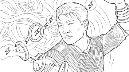 file tranh tô màu Shang chi cho bé in