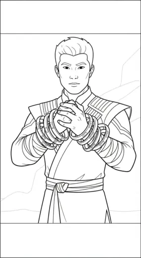 download hình tô màu Shang chi cho bé