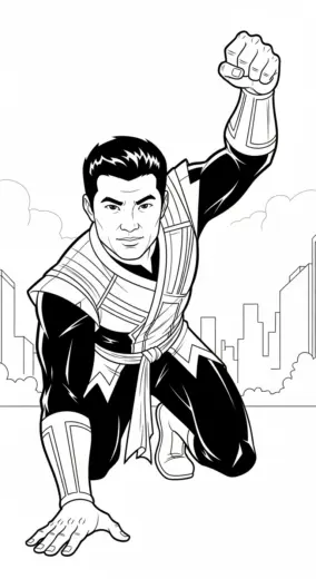in hình tô màu Shang chi cho bé 7 tuổi