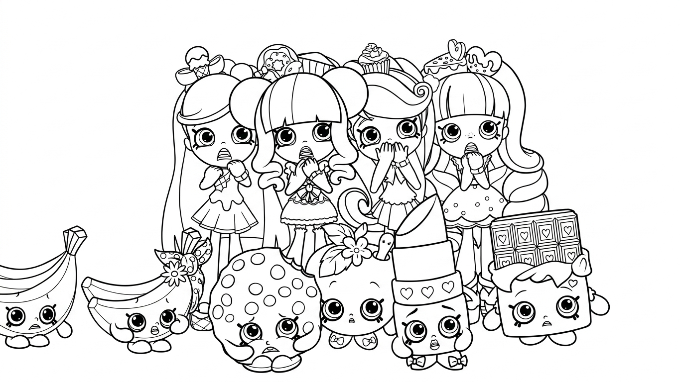 tranh tô màu Shopkins cho bé