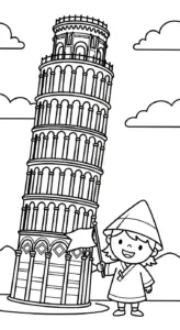 hình tô màu tranh tô màu Tháp Nghiêng Pisa tập tô