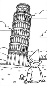 tranh tô màu tranh tô màu Tháp Nghiêng Pisa in ngay