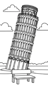 tải hình tô màu tranh tô màu Tháp Nghiêng Pisa pdf