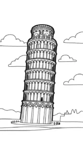 tải hình tô màu tranh tô màu Tháp Nghiêng Pisa