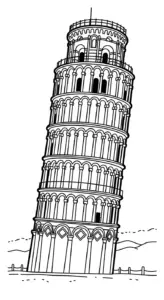 tải hình tô màu tranh tô màu Tháp Nghiêng Pisa pdf