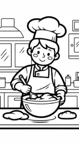 in hình tô màu Thợ làm bánh miễn phí