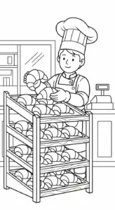 in tranh tô màu Thợ làm bánh cho bé 5 tuổi