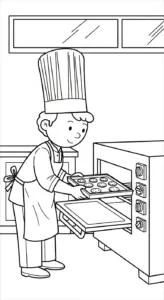 tranh tô màu Thợ làm bánh cho trẻ em
