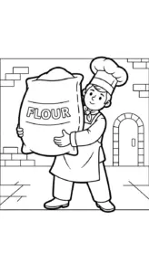 in hình tô màu Thợ làm bánh cho bé 7 tuổi