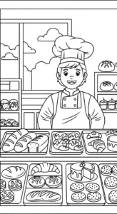 hình tô màu Thợ làm bánh tập tô