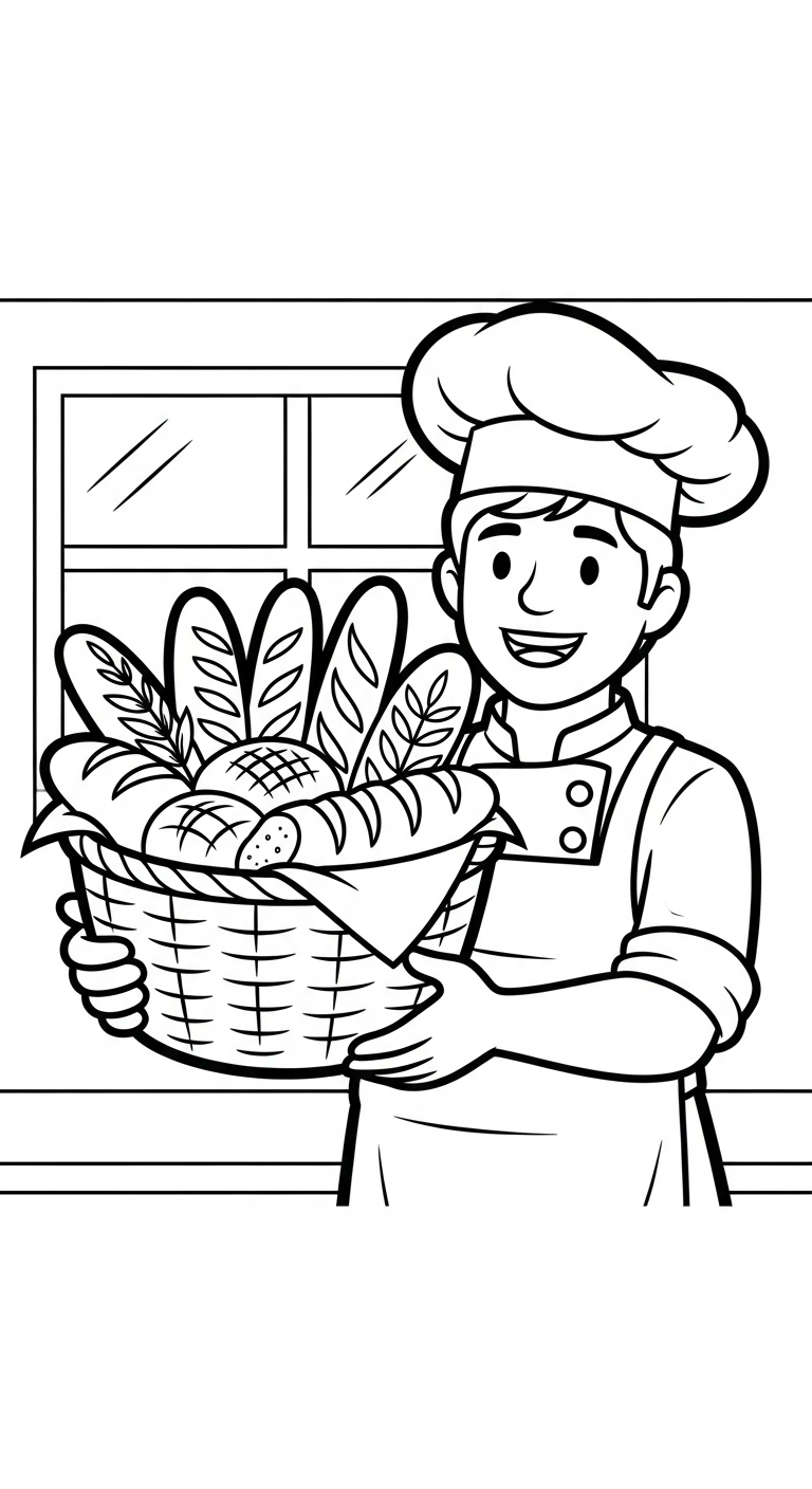 tranh tô màu Thợ làm bánh cho bé 8 tuổi