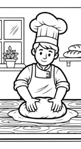 hình tô màu Thợ làm bánh cho bé 5 tuổi miễn phí