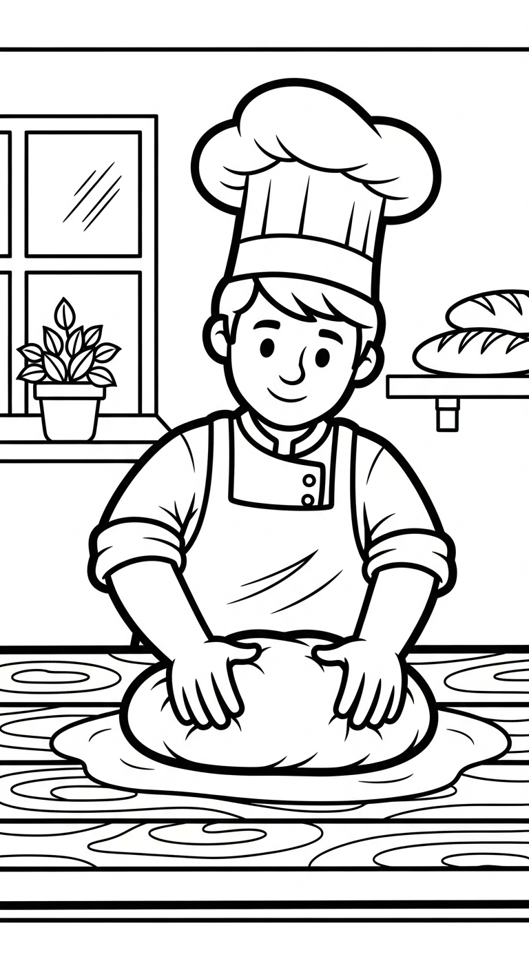 hình tô màu Thợ làm bánh cho bé 5 tuổi miễn phí