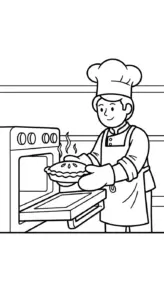 in hình tô màu Thợ làm bánh miễn phí