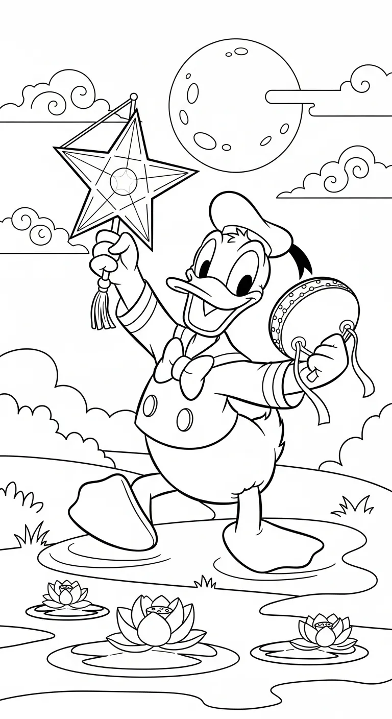 tải hình tô màu tranh tô màu Vịt Donald cho bé 7 tuổi