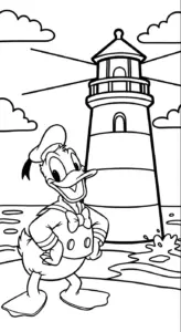 tải tranh tô màu tranh tô màu Vịt Donald cho bé 8 tuổi