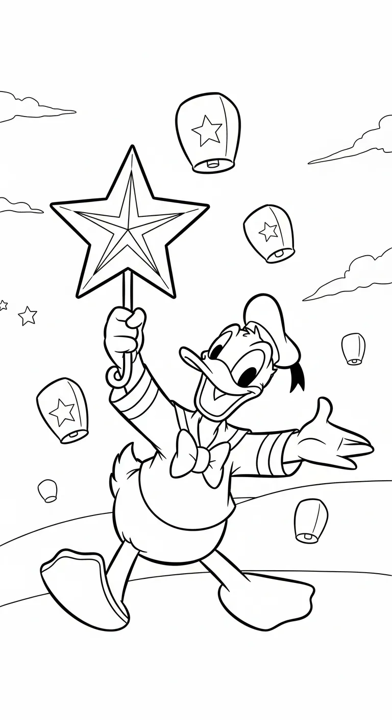 hình tô màu tranh tô màu Vịt Donald cho bé 8 tuổi