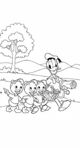 tải tranh tô màu tranh tô màu Vịt Donald cho bé miễn phí